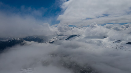 Aerial(drone) view on mountain Dalsnibba. Landscape in Geiranger, Norway in july 2019