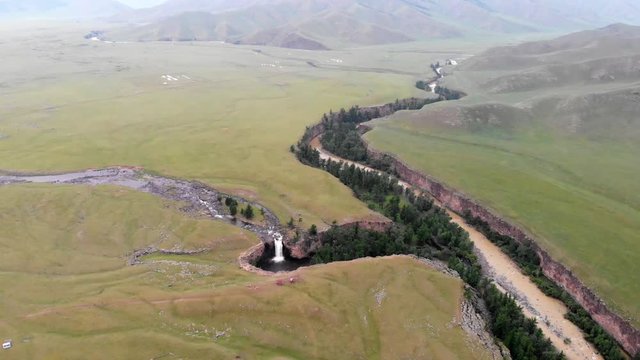 Aerial view of the Orkhon Valley Canyon, Central Mongolia