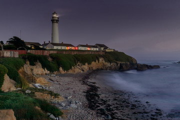 Pigeon Point Light Station and Hostel at Night. Pescadero, San Mateo County, California, USA.