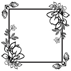 Decorative frame with elegant leaves and flower. Vector
