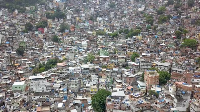 Drone footage of Rocinha, a favela in Rio de Janeiro, Brazil, one of the largest favelas in the world.