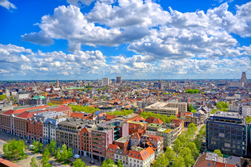 Naklejka na ściany i meble An aerial view of Antwerp (Antwerpen), Belgium on a sunny day.
