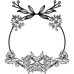 Design greeting card with beauty of black and white flower frame. Vector