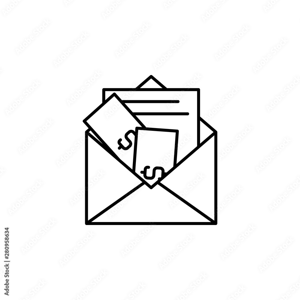 Poster bribe, money, envelope icon. element of corruption icon. thin line icon for website design and devel