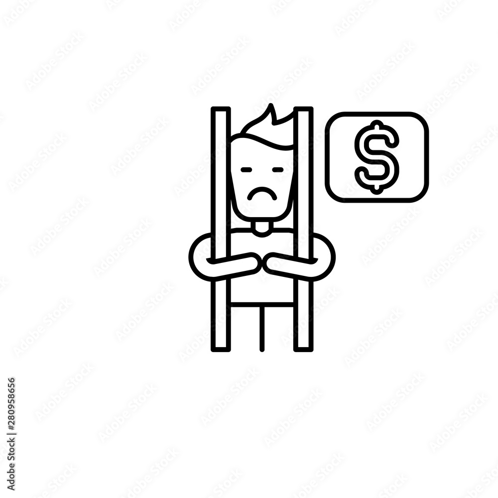 Poster bribe, jail icon. element of corruption icon. thin line icon for website design and development, app