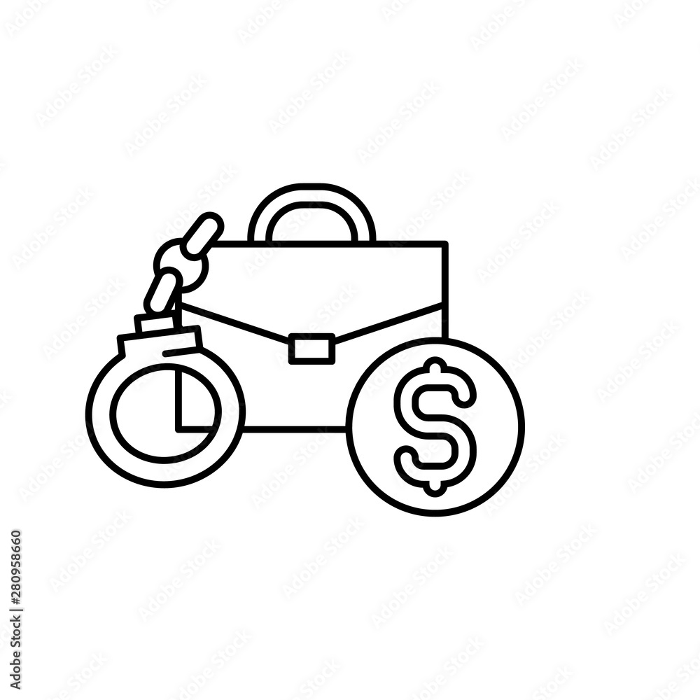 Poster bribe, briefcase icon. element of corruption icon. thin line icon for website design and development