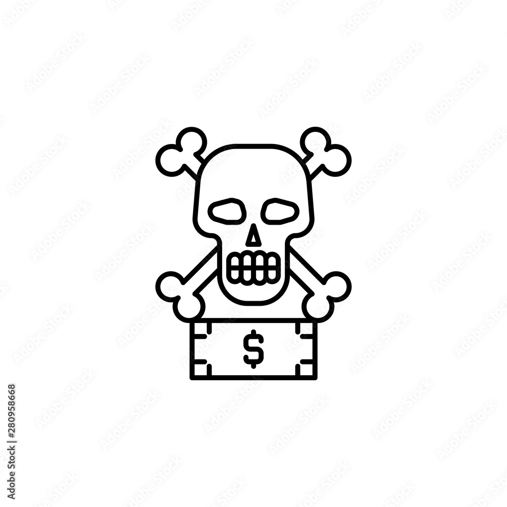 Aufkleber bribe, corruption, skull icon. element of corruption icon. thin line icon for website design and dev