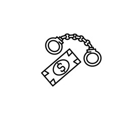 Bribe, handcuffs, clamp, money icon. Element of corruption icon. Thin line icon for website design and development, app development. Premium icon
