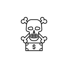 Bribe, corruption, skull icon. Element of corruption icon. Thin line icon for website design and development, app development. Premium icon