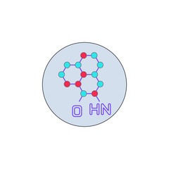 Biotechnology, atom, molecule in badge icon. Element of biotechnology color icon