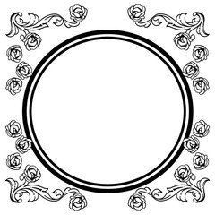 Abstract leaf floral frame element, on white background. Vector