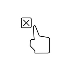 Delete, cancel, touch icon. Element of corruption icon. Thin line icon on white background