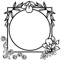 Ornamental flower frame, with border element black and white. Vector