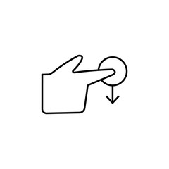 Finger, low, touch, push icon. Element of corruption icon. Thin line icon on white background