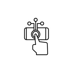 Smartphone, hand, touch, gestures icon. Element of corruption icon. Thin line icon on white background