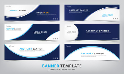 set of abstract blue banner template, vector illustration