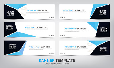 set of abstract blue banner template, vector illustration