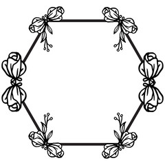 Black and white, elegant leaves and flower frame, for ornate various of card. Vector