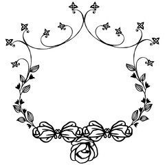 Beautiful floral frame, hand drawn design element in sketch style. Vector