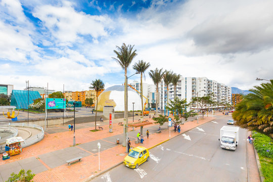 Bogota city Salitre district and the dome of the Maloka Musem