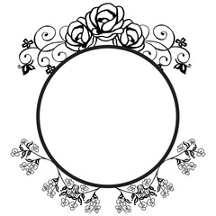 Beauty of black and white bouqet frame isolated on white background, design greeting card and invitation card. Vector