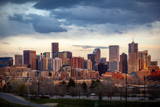 Denver, Colorado Evening Skyline 