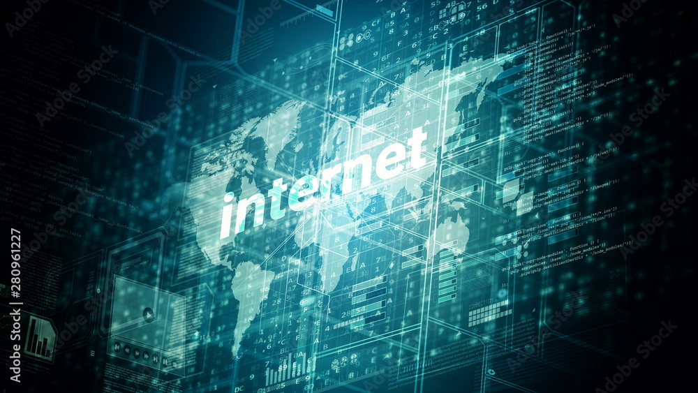Wall mural internet worldwide data computing concept