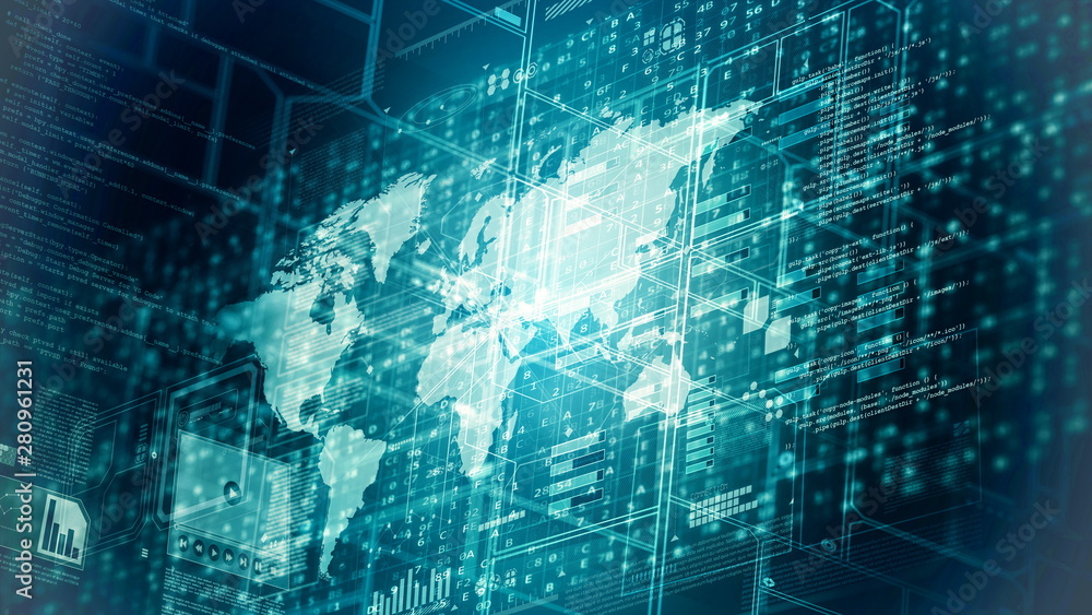Wall mural internet worldwide data computing concept