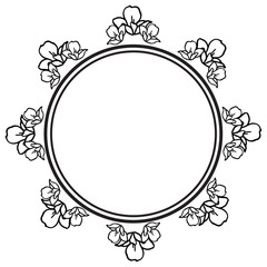 Floral frame arrangement isolated on backdrop, banner and poster. Vector