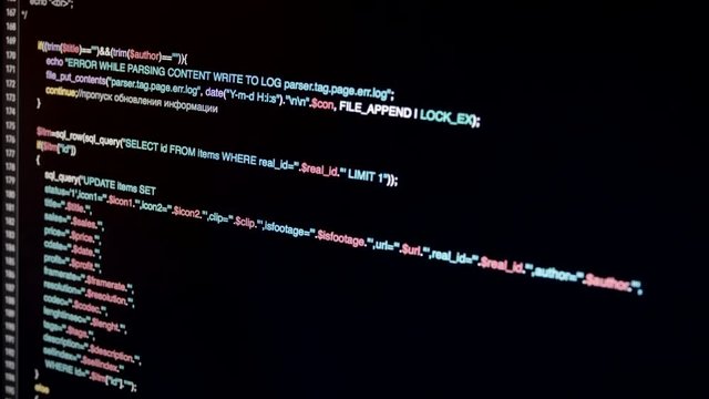 Code 2.15  Scrolling PHP Code By Developer in Editor on Notebook Screen
