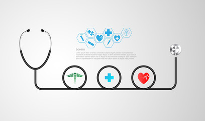stethoscope and infographic. Medical and healthcare template. Vector illustration
