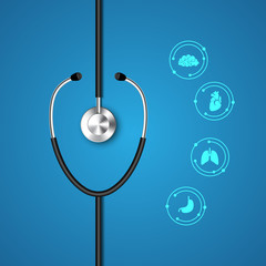 stethoscope and infographic. Medical and healthcare template. Vector illustration