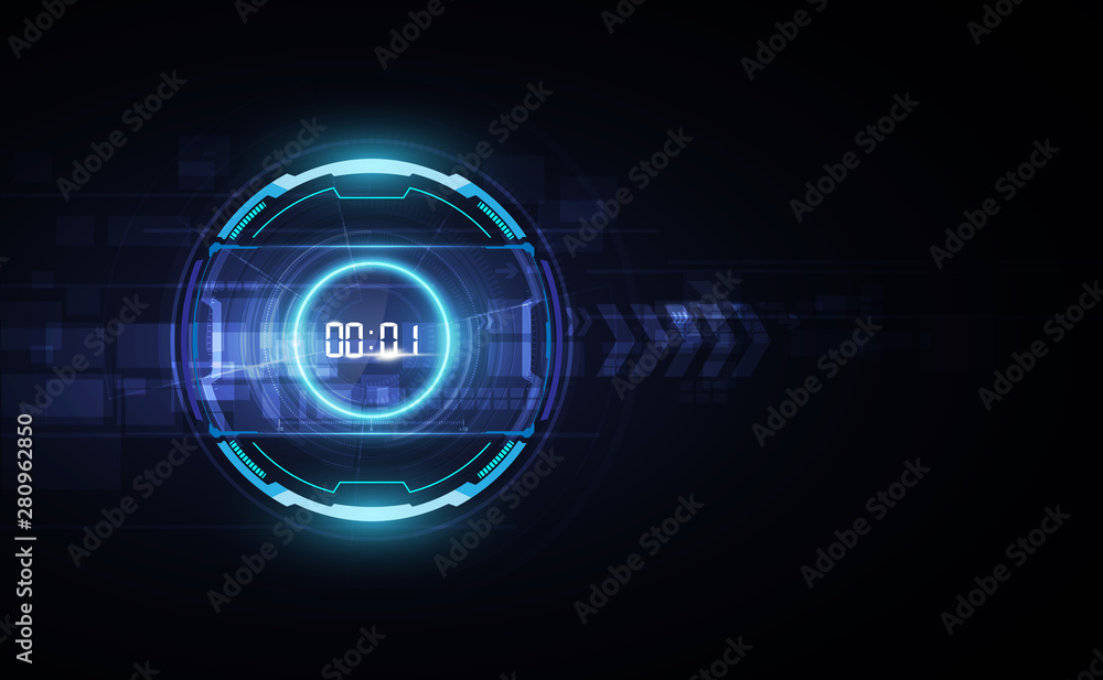 Poster abstract futuristic technology background with digital number timer concept and countdown, vector tr