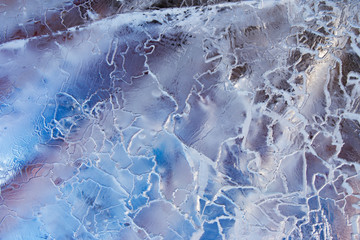 The texture of the ice. The frozen water.Winter background 