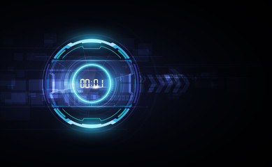 Abstract Futuristic Technology Background with Digital number timer concept and countdown, vector transparent