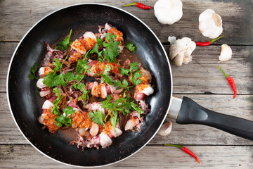 Steam Squid with Spicy Chili and Lemon Sauce.