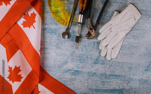 Labor Day a Canada Repair equipment and many handy tools. Canadian flag