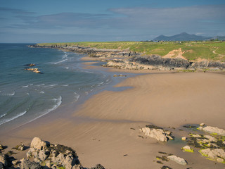 Coastline at Porth Towyn on the Wales Coast Path on the Llyn Peninsula, Gwynedd, Wales, UK