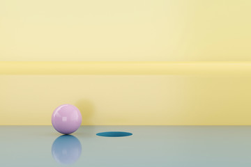 Minimal background of circle shape. 3D rendering.