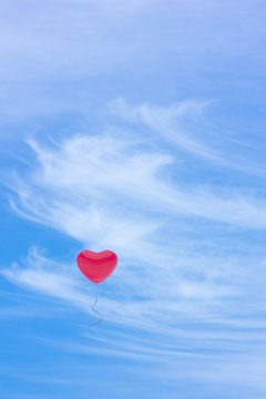 heart balloon on sky with minimal background concepts, 3D rendering.