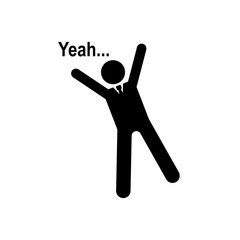 Fototapeta premium Businessman, happy, working icon. Element of businessman pictogram icon. Premium quality graphic design icon. Signs and symbols collection icon