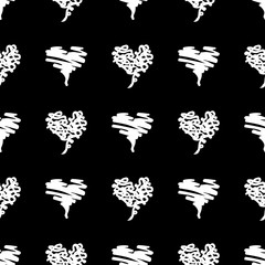 Seamless Modern grunge heart hand drawn set, great design for any purposes. Hand drawn doodle grunge heart set. Modern vector design. Seamless vector tile pattern. Doodle illustration