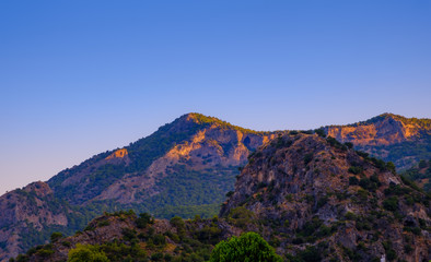 Oludeniz, Turkey. View of the mountains and sky at sunrise