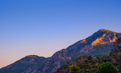 Oludeniz, Turkey. View of the mountains and sky at sunrise