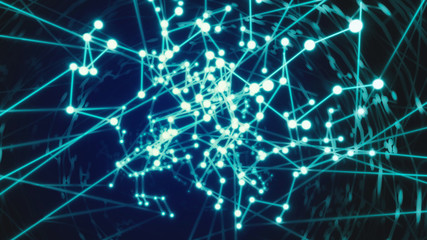 Abstract Network of Data Points and Lines Within Technological Cyberspace