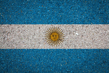 National flag of Argentina on a stone background.The concept of national pride and symbol of the...