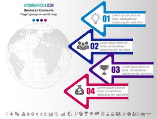 Infographic business timeline process chart template. 4 options, steps or processes. Vector.