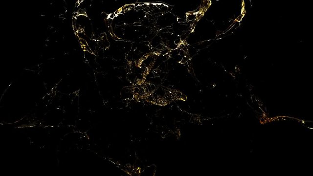 Gold liquid splashing in slow motion.