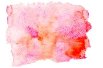 Pink and orange watercolor stain paint stroke background