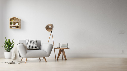 Interior poster mock up living room with colorful white sofa . 3D rendering.